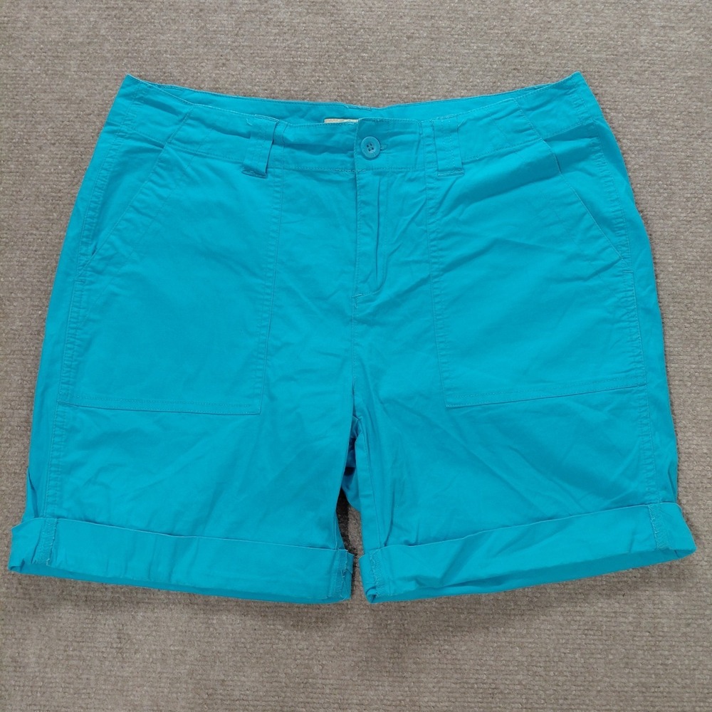 Caribbean Joe Women's Size 8 Petite Rolled Cuff Shorts‎ Vibrant Blue 6" Inseam